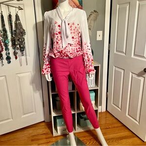 Valentines Day Outfit! New York and Company Top and Pants. Pink hearts 🩷